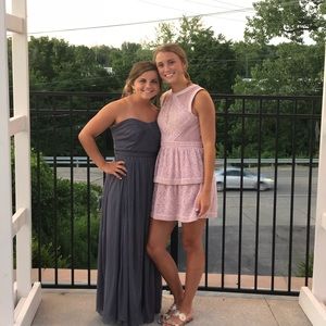 Strapless Chiffon Pewter Gray Bridesmaid Dress